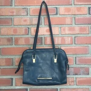 Liz Claiborne black alligator faux leather square handbag purse 1978 messanger